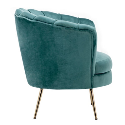 Velvet Accent Chair Leisure Armchair with Gold Metal Legs 87 x 78 x 92cm Light Blue