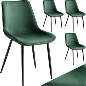 Velvet Accent Chair Monroe, Set of 4 Chairs - dark green