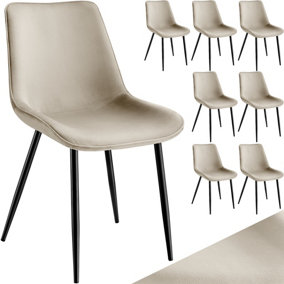 Velvet Accent Chair Monroe - Set of 8 Chairs - cream