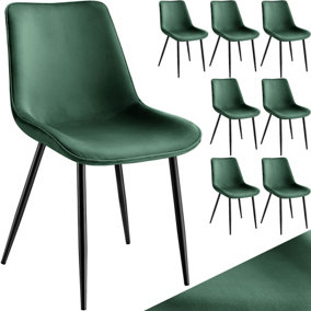 Velvet Accent Chair Monroe - Set of 8 Chairs - dark green