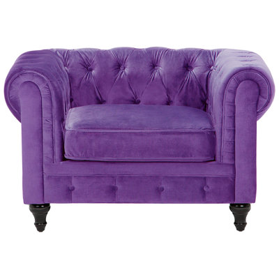 Velvet Armchair Purple CHESTERFIELD