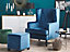 Velvet Armchair with Footstool Blue SANDSET