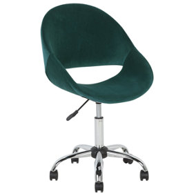 Velvet Armless Desk Chair Green SELMA