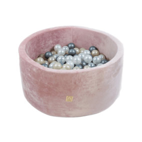 Velvet Ball Pit Round Playset w/ 200 6cm Balls - Pink