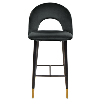 Velvet Bar Chair Set of 2 Black FALTON