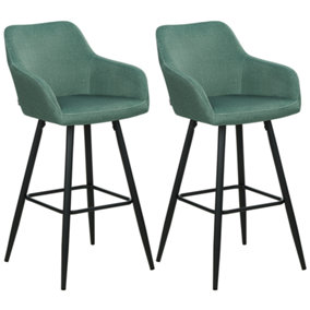 Velvet Bar Chair Set of 2 Dark Green CASMALIA