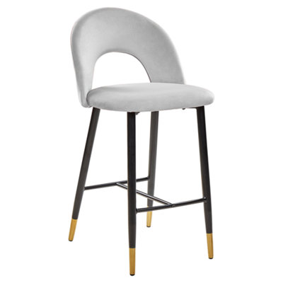 Velvet Bar Chair Set of 2 Grey FALTON