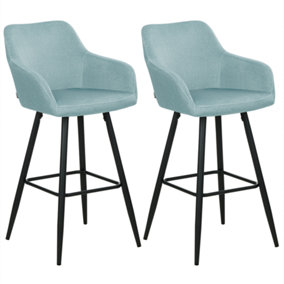 Velvet Bar Chair Set of 2 Light Blue CASMALIA