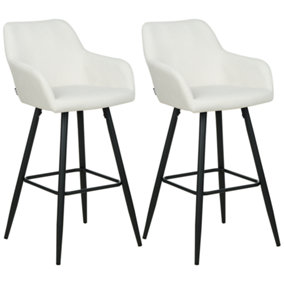 Velvet Bar Chair Set of 2 Off-White CASMALIA