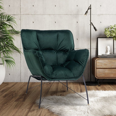 Velvet Bottle Green Eliana Accent Chair