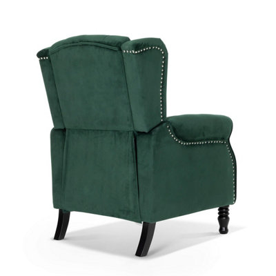 Velvet Bottle Green Marianna Manual Recliner Wingback Chair