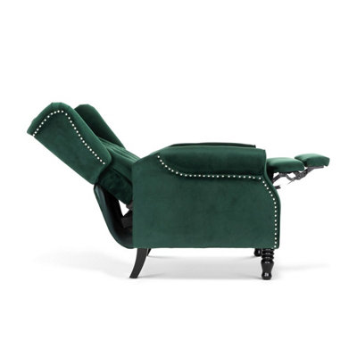 Velvet Bottle Green Marianna Manual Recliner Wingback Chair