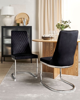 Velvet Cantilever Chair Set of 2 Black ALTOONA