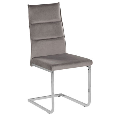 Velvet Cantilever Chair Set of 2 Grey ROCKFORD