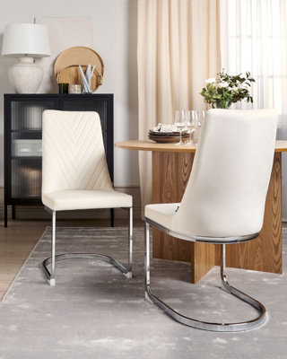 Velvet Cantilever Chair Set of 2 Off-White ALTOONA