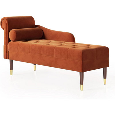 Orange leather best sale chaise lounge