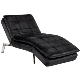 Velvet Chaise Lounge Black LOIRET