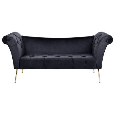 Velvet Chaise Lounge Black NANTILLY