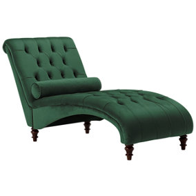 Velvet Chaise Lounge Dark Green MURET