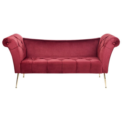 Velvet Chaise Lounge Dark Red NANTILLY