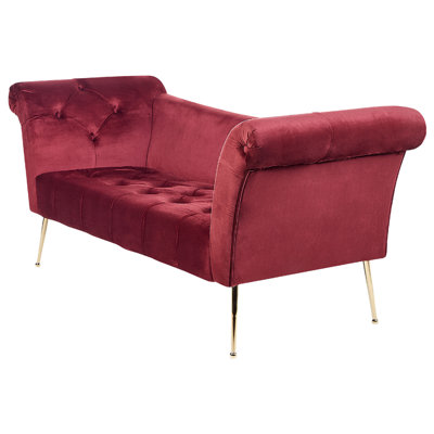 Velvet Chaise Lounge Dark Red NANTILLY