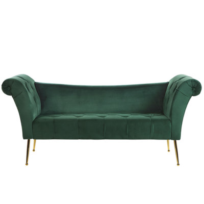 Velvet Chaise Lounge Green NANTILLY