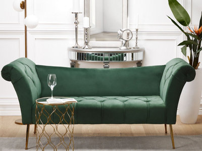 Velvet Chaise Lounge Green NANTILLY