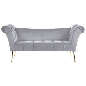 Velvet Chaise Lounge Grey NANTILLY