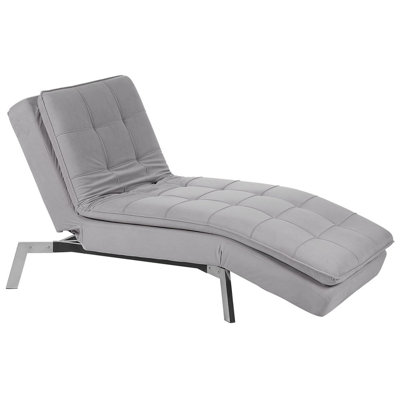 Velvet Chaise Lounge Light Grey LOIRET