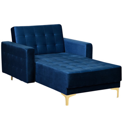 Velvet Chaise Lounge Navy Blue ABERDEEN