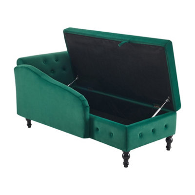 Velvet Chaise Lounge Sofa with Storage, Upholstered Chaise lounge Couch ...