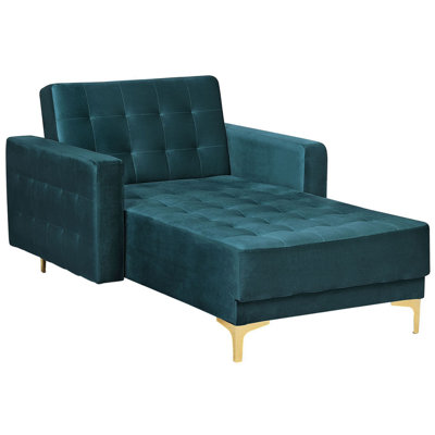 Velvet Chaise Lounge Teal ABERDEEN