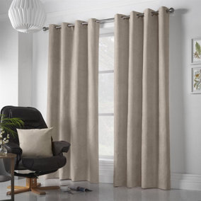 Velvet Chenille 56" x 54" Taupe (Ring Top Curtains)