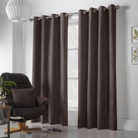 Velvet Chenille 56" x 72" Chocolate (Ring Top Curtains)