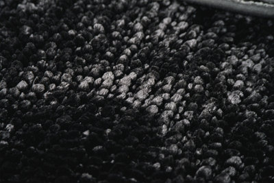 Velvet Chenille Bobble Bath Mat Non-Slip - Black