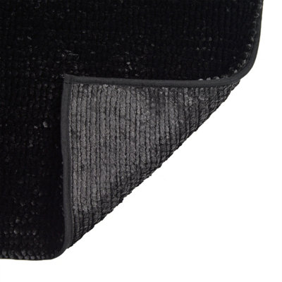 Velvet Chenille Bobble Bath Mat Non-Slip - Black - 3