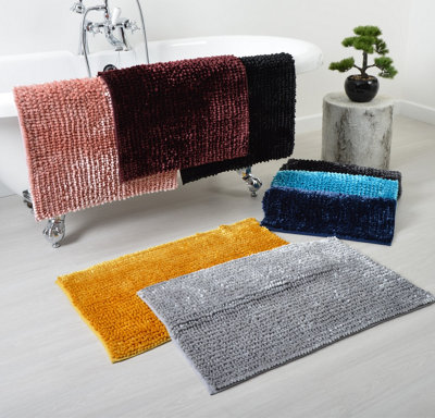 Velvet Chenille Bobble Bath Mat Non-Slip - Blush Pink - 4