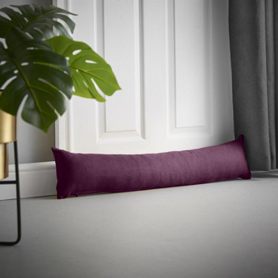 Velvet Chenille Draught Excluder 90cm x 15cm x 15cm Aubergine