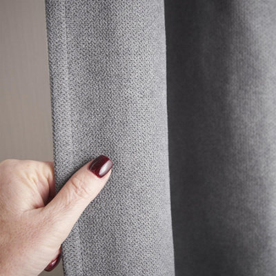 Velvet Chenille Thermal Fleece Lined Ring Top Door Curtain 137cm x 213cm Slate