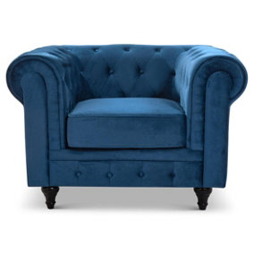 Velvet Chesterfield Sofa Suite - Navy Blue