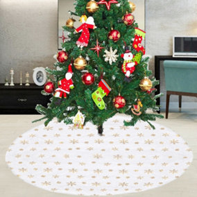 Velvet Christmas Tree Skirts Base Cover for Small Xmas Tree Base, White & Gold