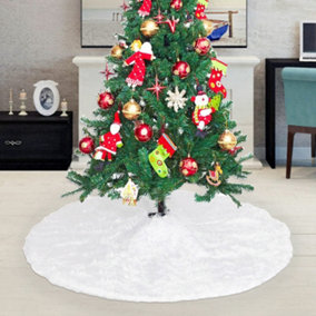 Velvet Christmas Tree Skirts Base Cover for Small Xmas Tree Base, White