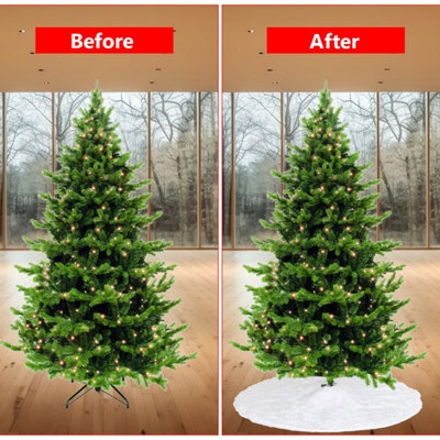 Velvet Christmas Tree Skirts Base Cover for Small Xmas Tree Base White