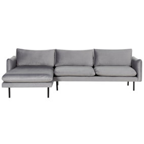 Velvet Corner Sofa Right Hand Grey VINTERBRO