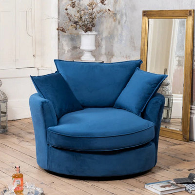 Velvet Cuddle Swivel Chair - 360 Rotating Loveseat with Swivel Base