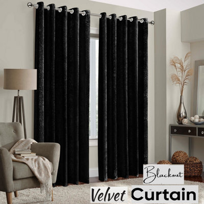 Velvet Curtain Ready Made Ring Top Living Room Bedroom Window 66''X72'' Curtain Pair With Tie Backs Pair