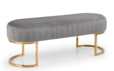 Velvet Cushion Bench - Light Grey