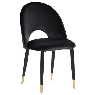 Velvet Dining Chair Set of 2 Black MAGALIA