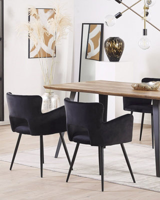 Velvet Dining Chair Set of 2 Black SANILAC