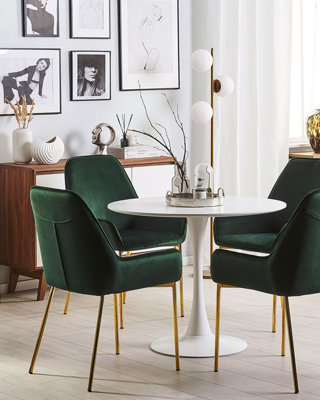 Velvet Dining Chair Set of 2 Dark Green LOVERNA